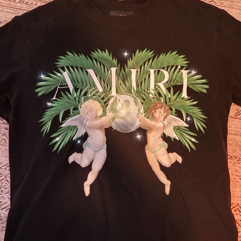 AMIRI Black T-Shirt with Angelic Graphic